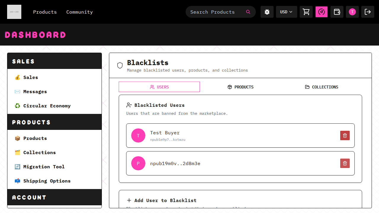 can remove a user from blacklist