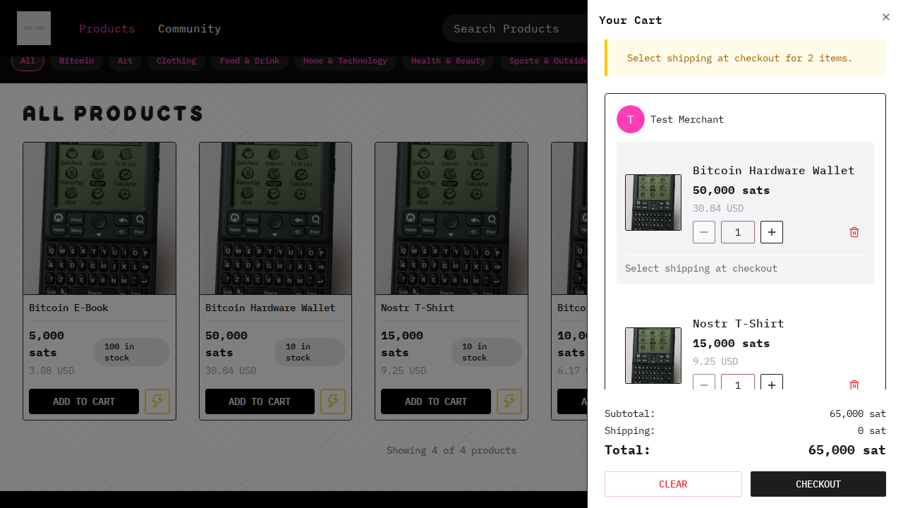 buyer adds two products to cart and totals are correct