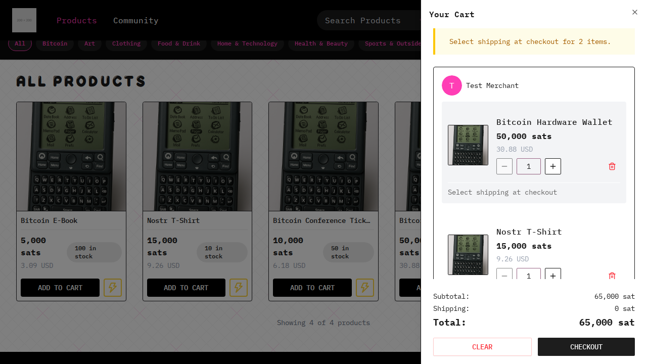 buyer adds two products to cart and totals are correct